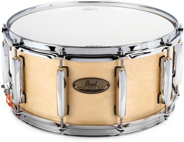 Caixa Pearl 14x6,5 Session Studio Select Gloss Natural Casco em Birch e Mogno Africano e 10 Afinações