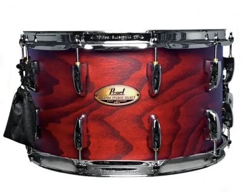 Caixa Pearl 14 x 8” Session Studio Select Scarlet Ash com Casco Fino Híbrido em Mogno e Birch e Aros SuperHoop 2.3mm