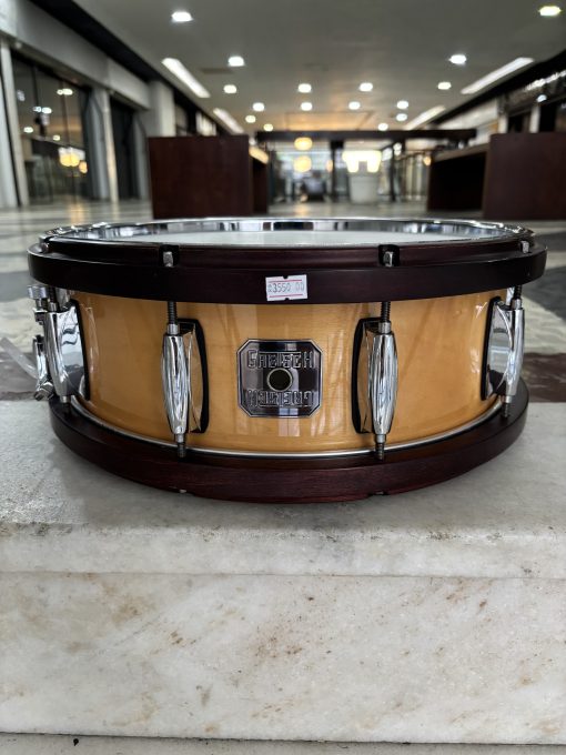 Caixa Gretsch Full Range Maple Wood Hoop Natural Gloss 14 x 5,5” com Aros de Madeira (Semi Nova)