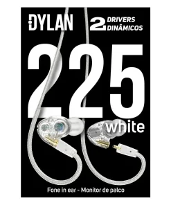 Fone In Ear Dylan DE225 Branco 2 Drivers Dinâmicos